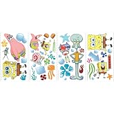 Spongebob Squarepants Peel and Stick Wall Decals by RoomMates | RMK1380SCS, Kids Room D&eacute;cor, Removeable, Playroom, Renter Friendly, repositionable, no residue. For smooth surfaces