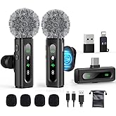 USB C Lavalier Microphone Wireless Mini Mic for Type-C Android Phone/Tablet/PC Video Recording Clip-on Mics with Rotatable Clip&Denoise Recording, Ideal for Vlog Tiktok Youtube Podcast Content Creator