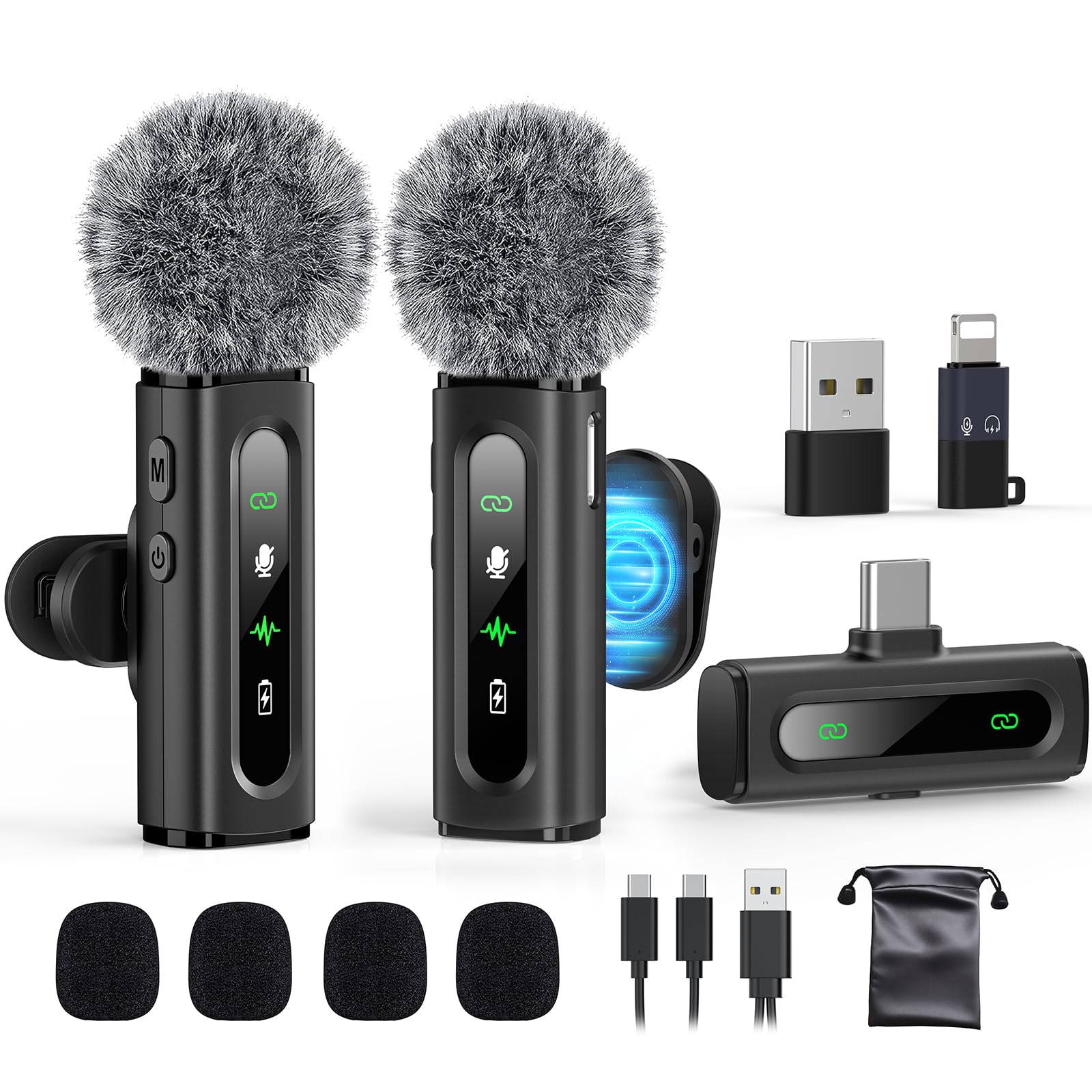 USB C Lavalier Microphone Wireless Mini Mic for