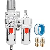 NANPU 3/4" NPT Compressed Air Filter Regulator Lubricator Combo (FRL) Water/Oil Trap Separator - Gauge(0-150 psi), 5 Micron Brass Element,Poly Bowl, Semi-Auto Drain, Metal Bracket
