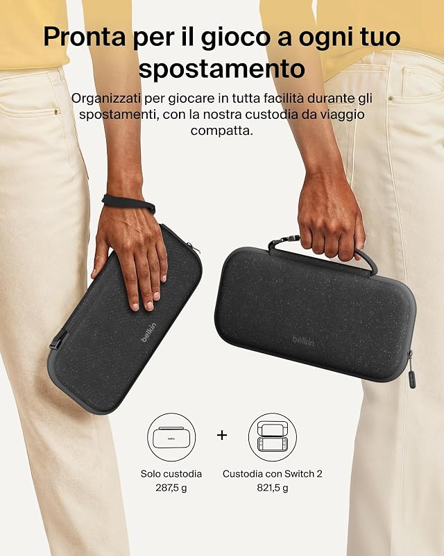 Gaming Custodia per Nintendo Switch 2, Slot AirTag, Viaggi, Carbone