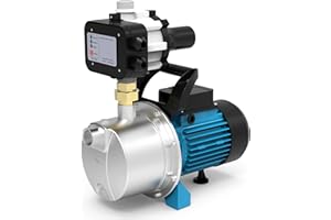 BOMGIE 1.5 HP Water Pressure Booster Pump for Home with Smart Controller Automatic, 1200 GPH Self-Priming Shallow Well Jet Pump 110V, 164 FT Garden Sprinkler Water Transfer Pump Stainless Steel