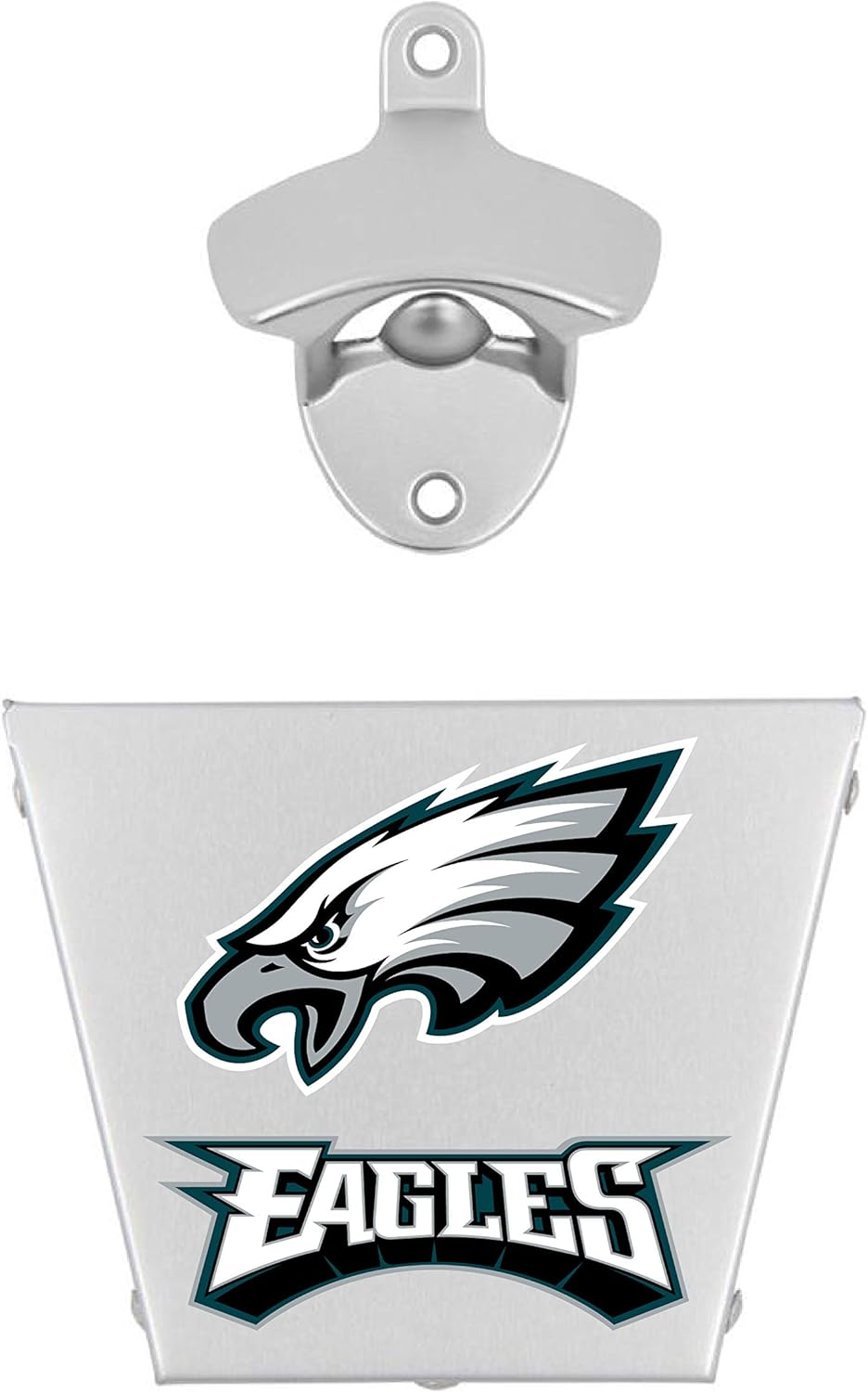 Satin Nickel"PHILADELPHIA EAGLES" Bottle Opener and Cap