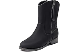 Veittes Women's Mid-Calf Boots,Ladies Classic Chunky Heel Side Zipper Fashion Boots.