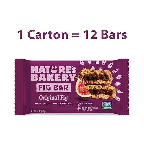 NATURE’S BAKERY WHOLE WHEAT FIG BARS, ORIGINAL FIG, REAL FRUIT, VEGAN, NON-GMO, SNACK BAR, 1 BOX WITH 12 TWIN PACKS (12 TWIN PACKS)