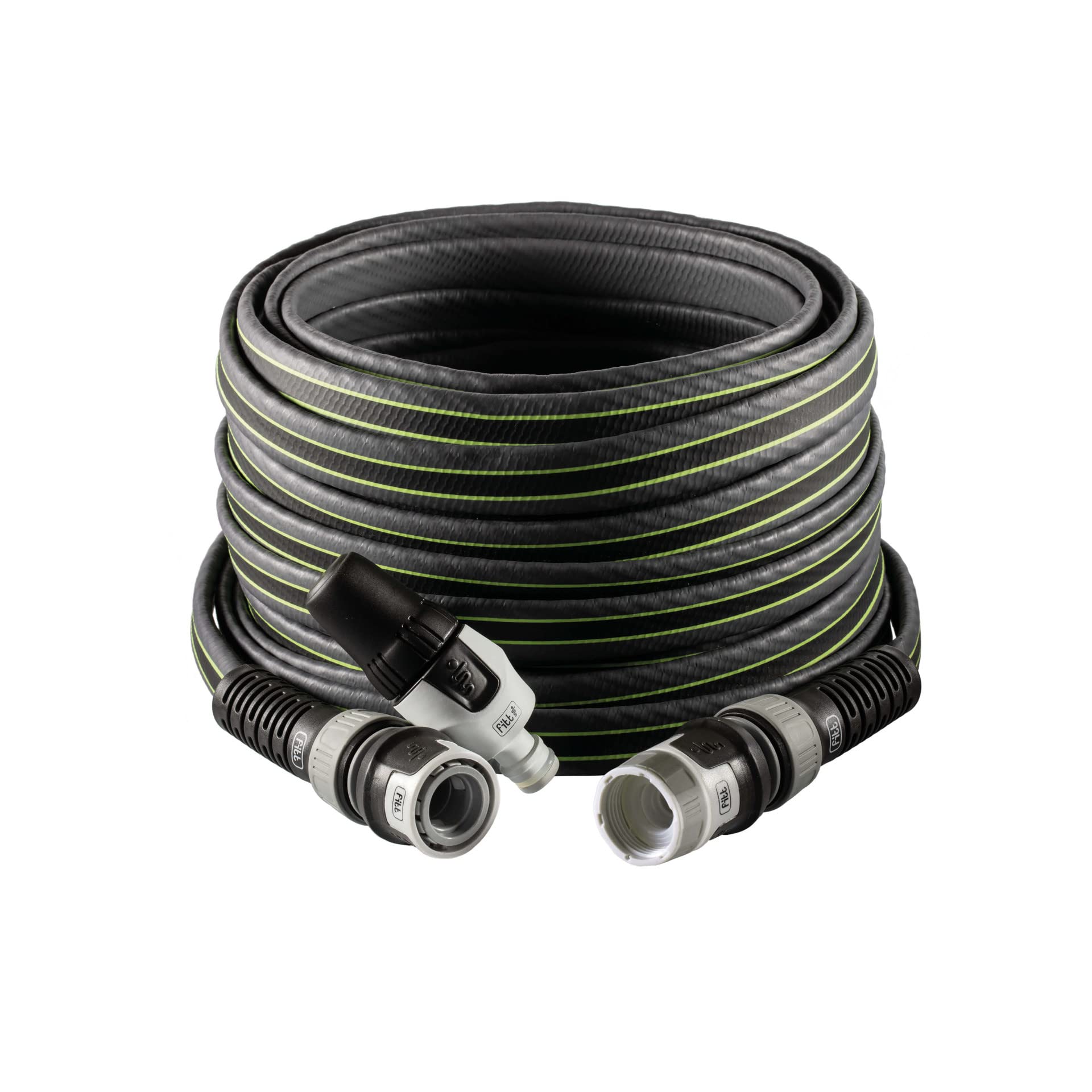 FITT Force 25m, Water Hose for Garden Irrigation, Light, Resistant and Compact, for Intensive Use, with Nozzle, Colour Grey-Lime, -43% CO2e