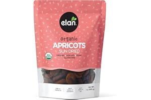 Elan Organic Sun-Dried Apricots, 7 oz, Dried Fruits, No Sulphites, No Sugar Added, Non-GMO, Vegan, Gluten-Free, Kosher, Naturally Sweet Snacks, Turkish Apricots