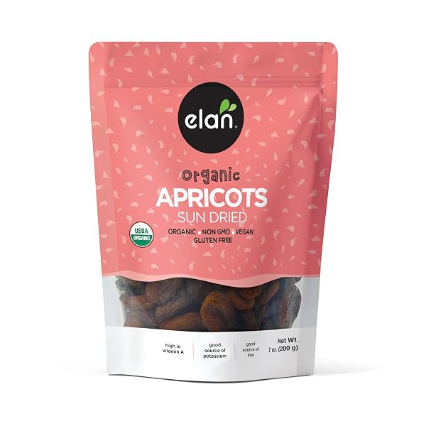 ELAN ORGANIC SUN-DRIED APRICOTS, 7 OZ, DRIED FRUITS,...
