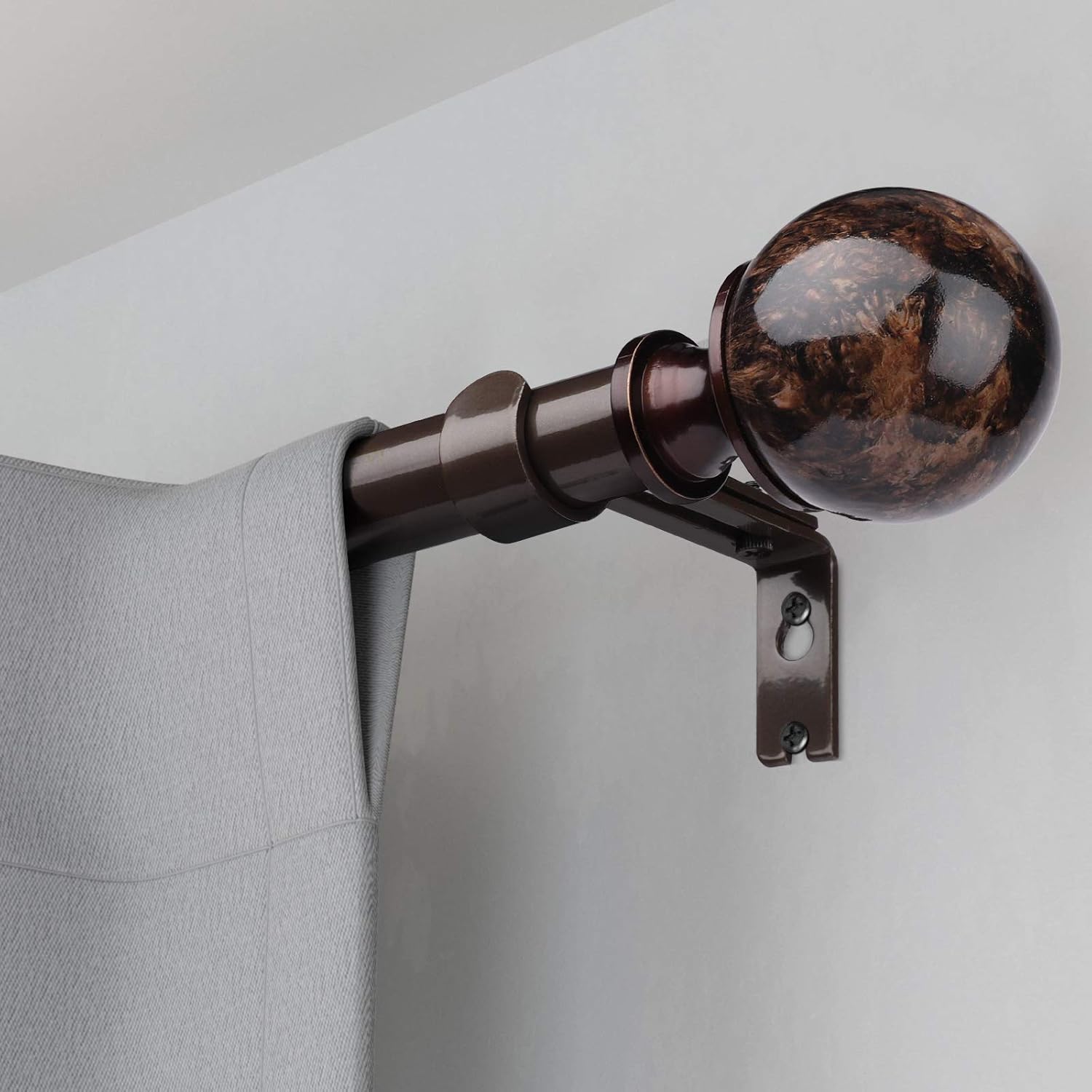 Joddmoka Curtain Rod 72 to 144 inch Drapery Rod 1 inch for Window with Decorative Finial Telescoping Single Window Rod (Style 1): Home Improvement