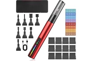 Irishom Reciprocating Detail Sander Tool with 8pcs Sanding Head 3 Speed Adjustable Colorful Light Cordless USB Charging Electric Pen Sander with 12 Sheet Self-Adhesive Sandpaper and Storage Box