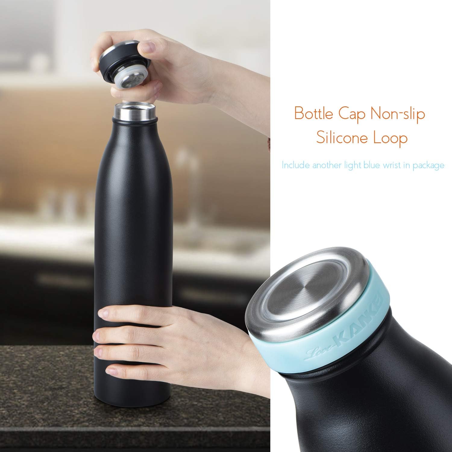 Love-KANKEI Vacuum Insulated Thermal Flask, Travel Flask, Water Bottle, Double Walled Stainless Steel and BPA Free - Image 4