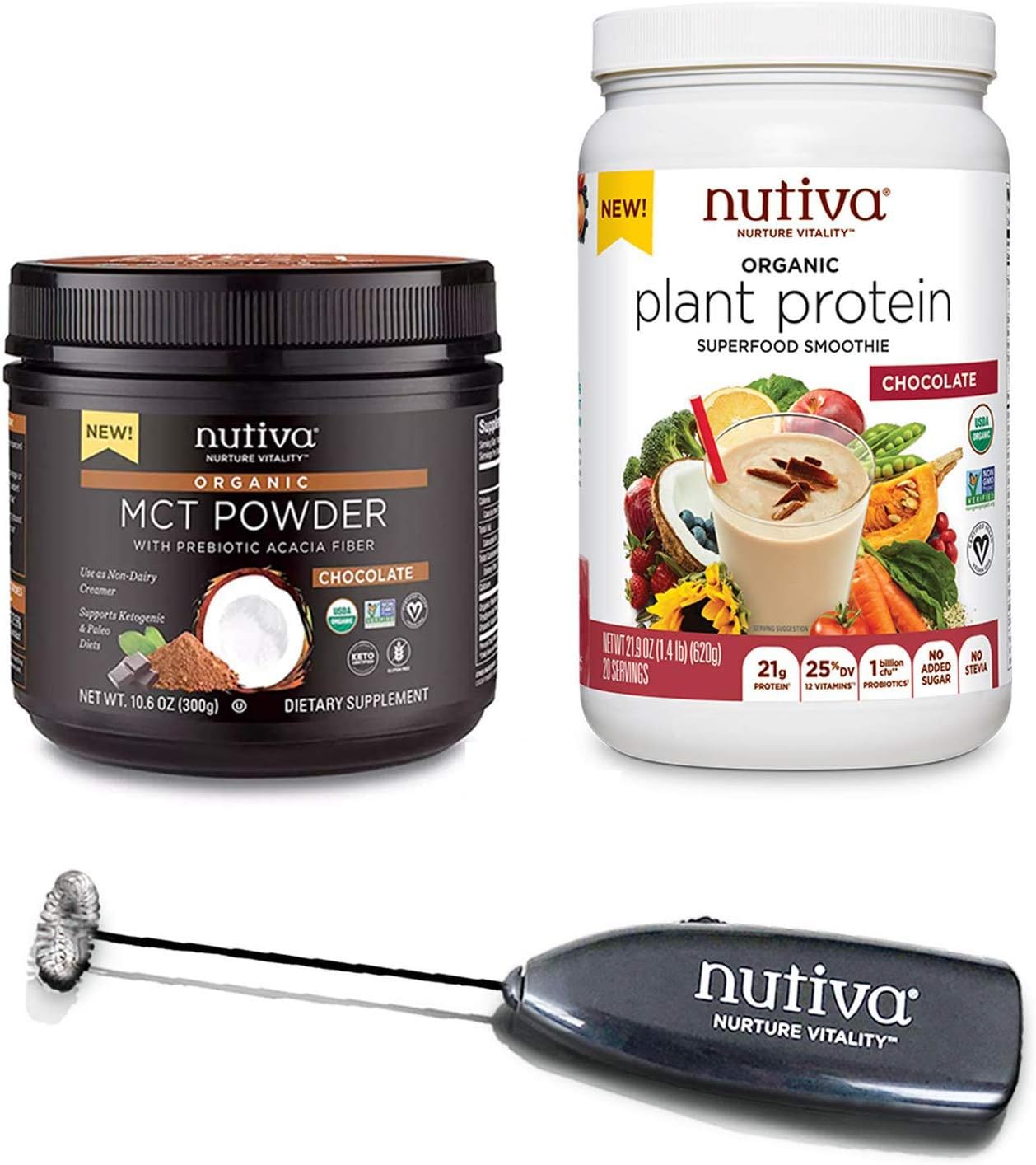 Nutiva Keto Bundle with Organic Plant Protein, MCT Powder