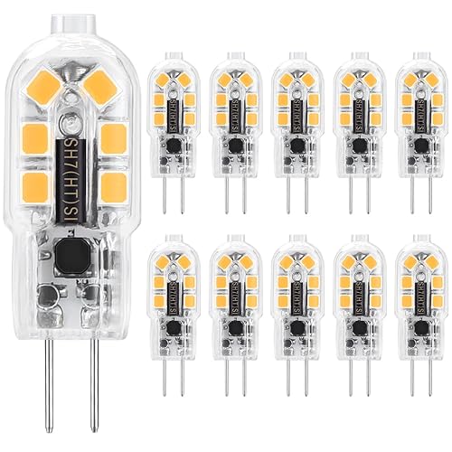 G4 LED Bulbs 12V 20W Halogen Bulb Replacement, HengBo G4 Bi Pin Base JC Type T3 Light Bulb Warm White 3000K for Under Cabinets Home Lights, Non-Dimmable, (Pack of 10)