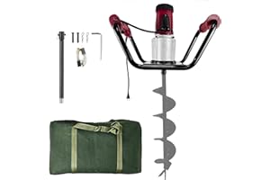JACKCHEN 1500W Electric Post-Hole Digger with Storage Bag, Double Handle Earth Auger,Electric Ground Auger （Without Drill Bit）