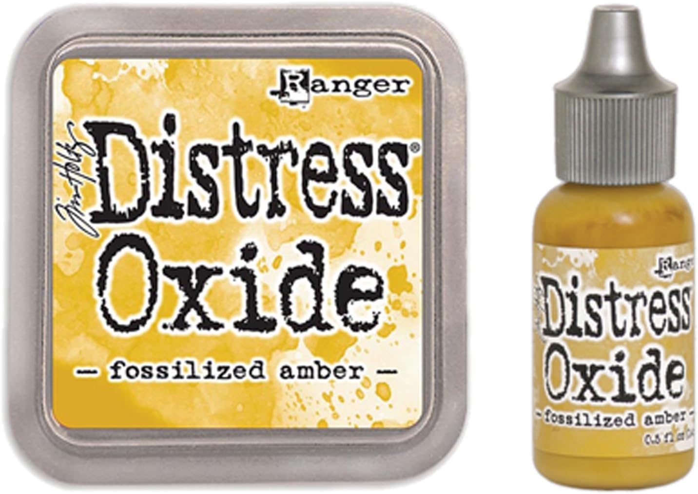 SPECIAL BUNDLE Ranger Tim Holtz Distress Oxide Ink Pad FOSSILIZED AMBER +Reinker