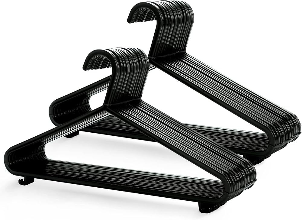 KEPLIN 25 Pack Adult Plastic Coat Hangers with Trouser Bar and Clips