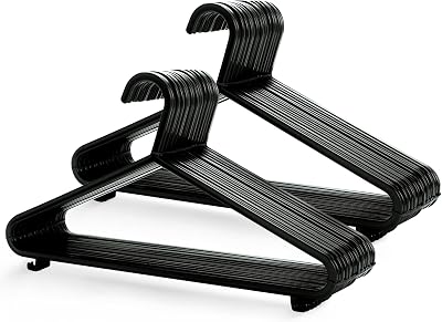 KEPLIN 25 Pack Adult Plastic Coat Hangers with Trouser Bar and Clips