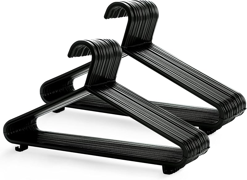 KEPLIN 25 Pack Adult Plastic Coat Hangers with Trouser Bar and Clips
