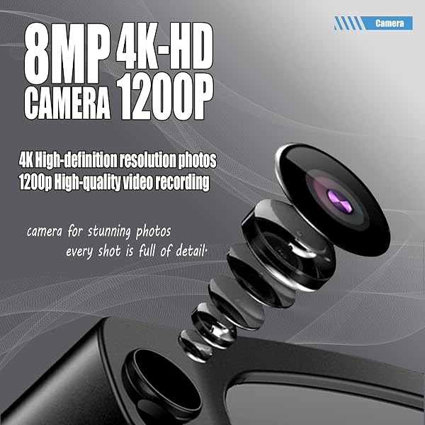 DORMIRO CAMERA GLASSES, SMART GLASSES WITH HIDDEN CAMERA AND BLUETOOTH FOR MEN/WOMEN 8MP 4K HD VIDEO RECORDING ANTI-SHAKE 32G SUPPORT CHART GPT,WIFI,AI VOICE ASSISTANT,TRANSLATE,MUSIC