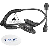 MDF Instruments MD One Premium Stainless Steel Dual Head Stethoscope, Adult, Black Tube, Black Chestpieces-Headset, MDF777BO