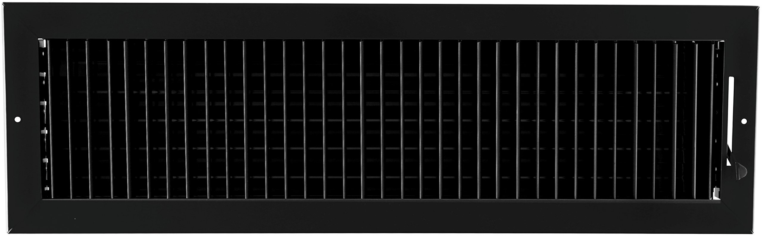 24"w X 6"h Adjustable AIR Supply Diffuser - HVAC Vent Cover Sidewall or Ceiling - Grille Register - High Airflow - Black [Outer Dimensions: 25.75"w X 7.75"h]