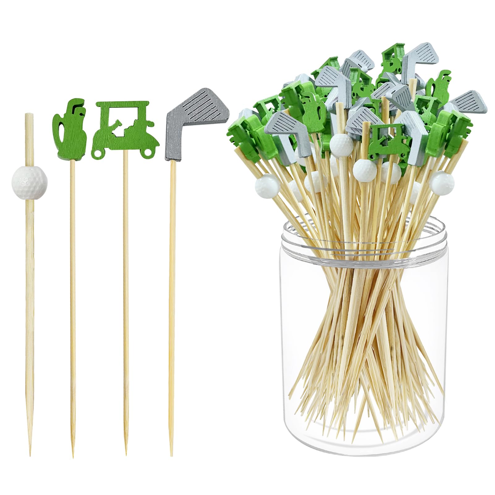 Photo 1 of 200Pcs Golf Cocktail Picks,4.7 Inch Golf Theme Decorative End Cocktail Skewers Sandwich Fruit Toothpicks for Appetizers Golf Catered Events Buffet Party Holiday Supplies,Style 1