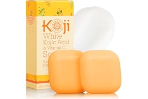 Koji White Kojic Acid & Vitamin C Brightening Soap, Hydrating Face & Body For Radiant Glow Skin, Nourishing, Moisturizing, Cleansing Bar, Vegan, Paraben-Free, 2.82 oz (2 Bars)