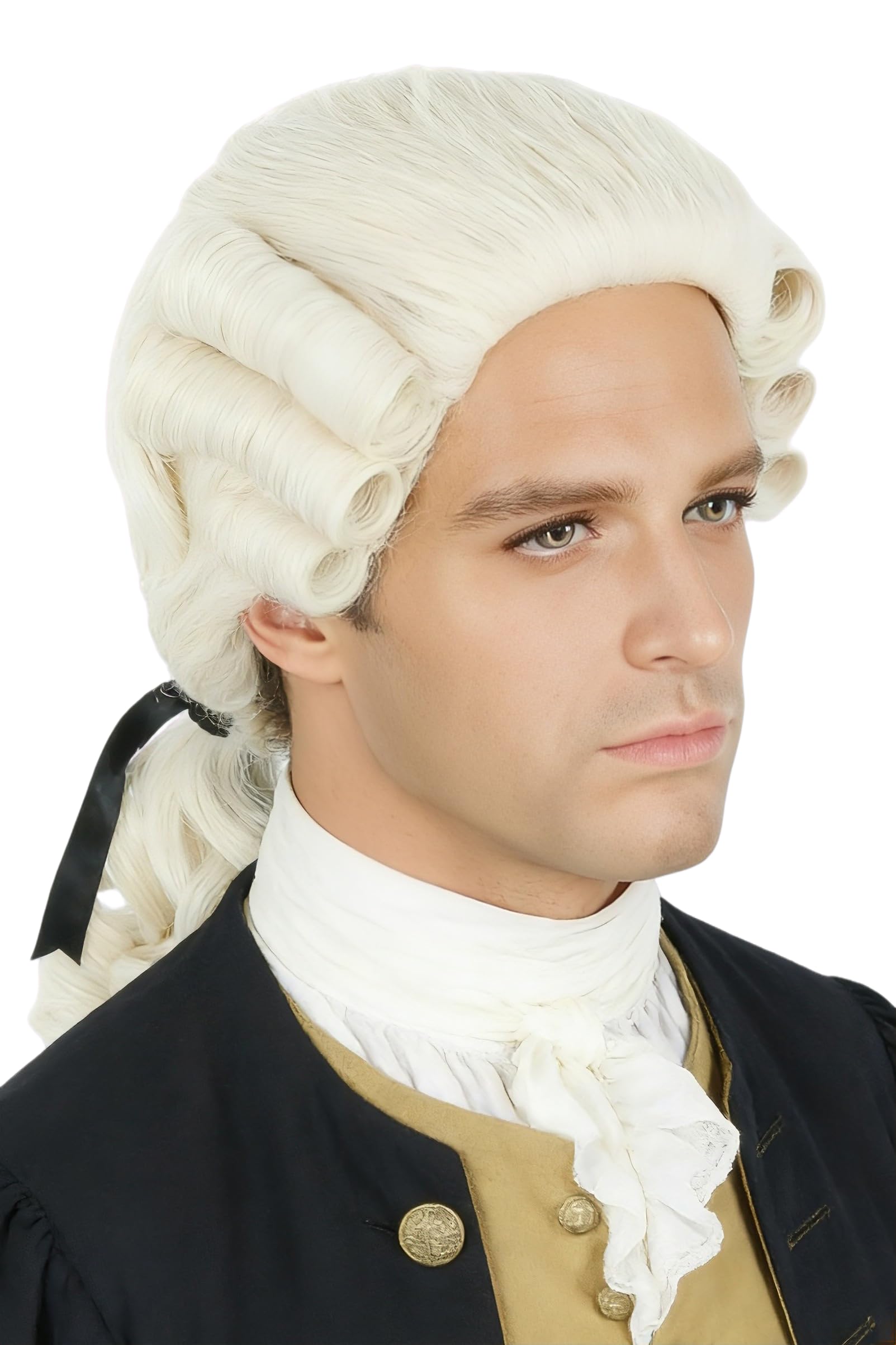 LeMarnia Beige Colonial Curly Judge Wig Halloween Costume Cosplay Wig