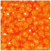 BeadTin Orange Transparent 8mm Faceted Round Plastic Craft Beads (450pcs)