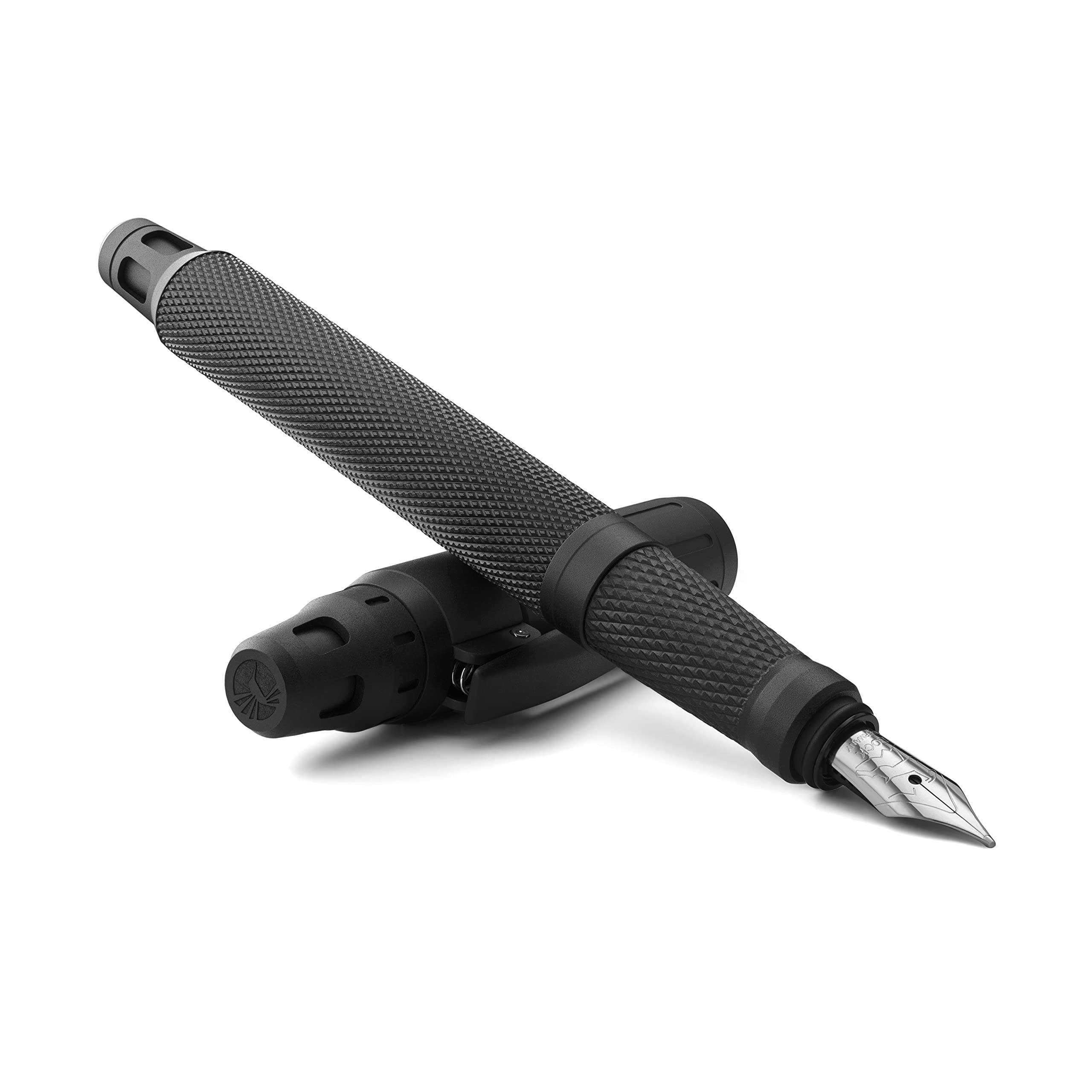 Colibri Ascari Fountain Pen-Matte Black with Pachmayr Finish Luxury Pen-Medium Size Bock Nib System-Spring Clip-Includes Ink Convertor- Comes In a Nice Gift Box-Gift For Men And Women