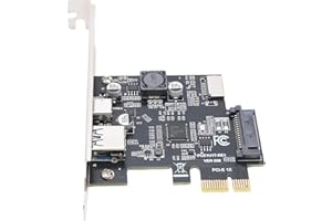 Zunate USB 3.2 Gen1 Expansion Card, PCIe to 3 Port Adapter with USB A, Type C and Internal Type E Header, 5Gbps for Wins 7 8 
