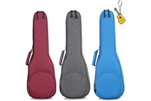 Longteam Round Pocket Ukulele Case 10mm Sponge Portable Waterproof Ukulele bag Cover Cute Ukulele Backpack, Uke Gig Bag with 