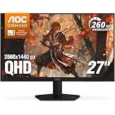 AOC 27" Gaming Monitor QHD 260Hz Overclocked IPS NVIDIA G-SYNC Q27G41ZE | 2560&times;1440 Computer Monitor, 240Hz Native / 260Hz OC, NVIDA G-SYNC Compatible, 0.3ms, HDR, VESA, Audio Out, 3-Yr Warranty