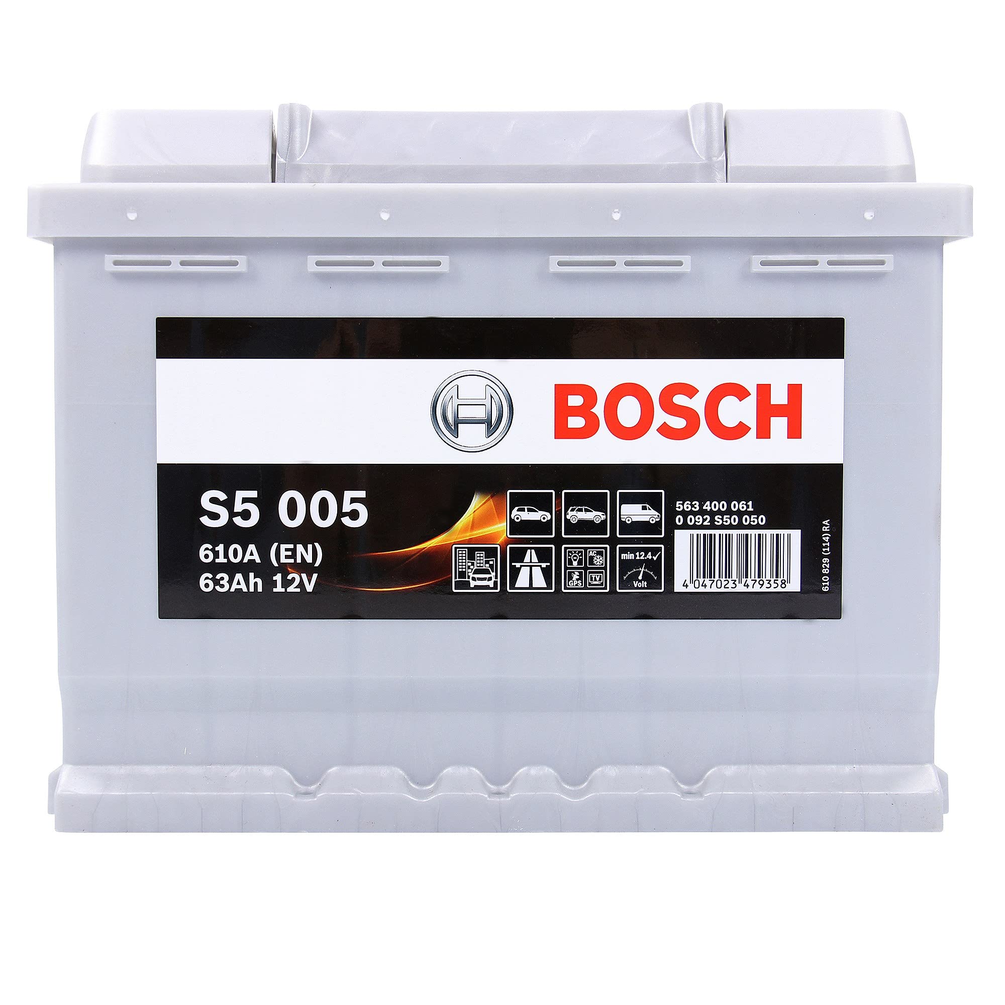 Bosch S5005 - car battery - 63A/h - 610A - lead-acid technology - for vehicles without Start/Stop system