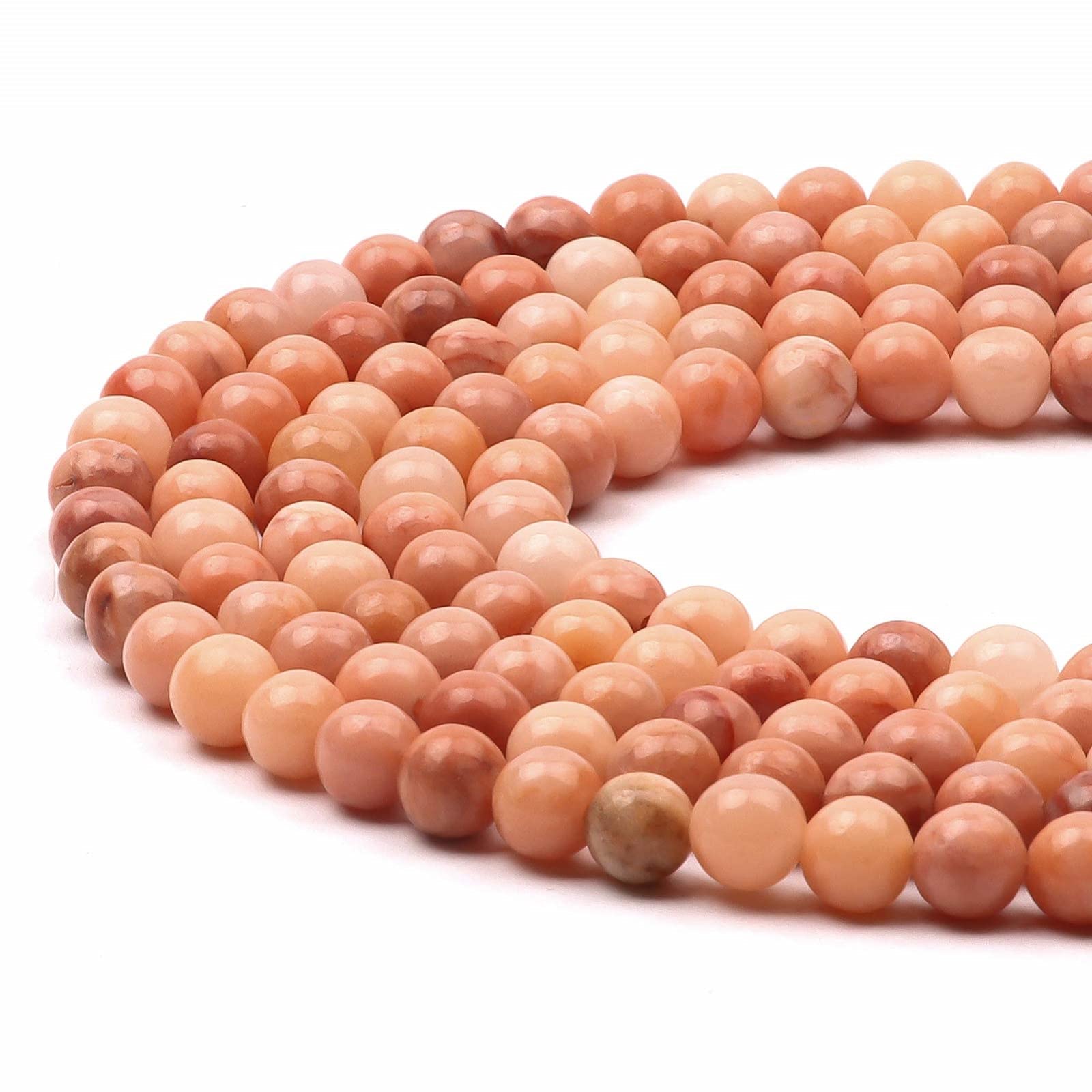 8mm Round Natural Pink Aventurine Beads, 47-50pcs Loose Smooth Healing Power Gemstone Beads for Bracelet Necklace Jewellery Making and DIY Crafts, 1 Strand 15.5"