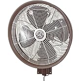 HydroMist Oscillating Wall Mounted Outdoor-Rated Fan, 3-Speed Control on Fan Motor, Hard Resin Blade with Mounting Bracket an