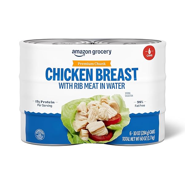 AMAZON GROCERY, PREMIUM CHUNK CHICKEN BREAST, 10 OZ (PACK OF 6)