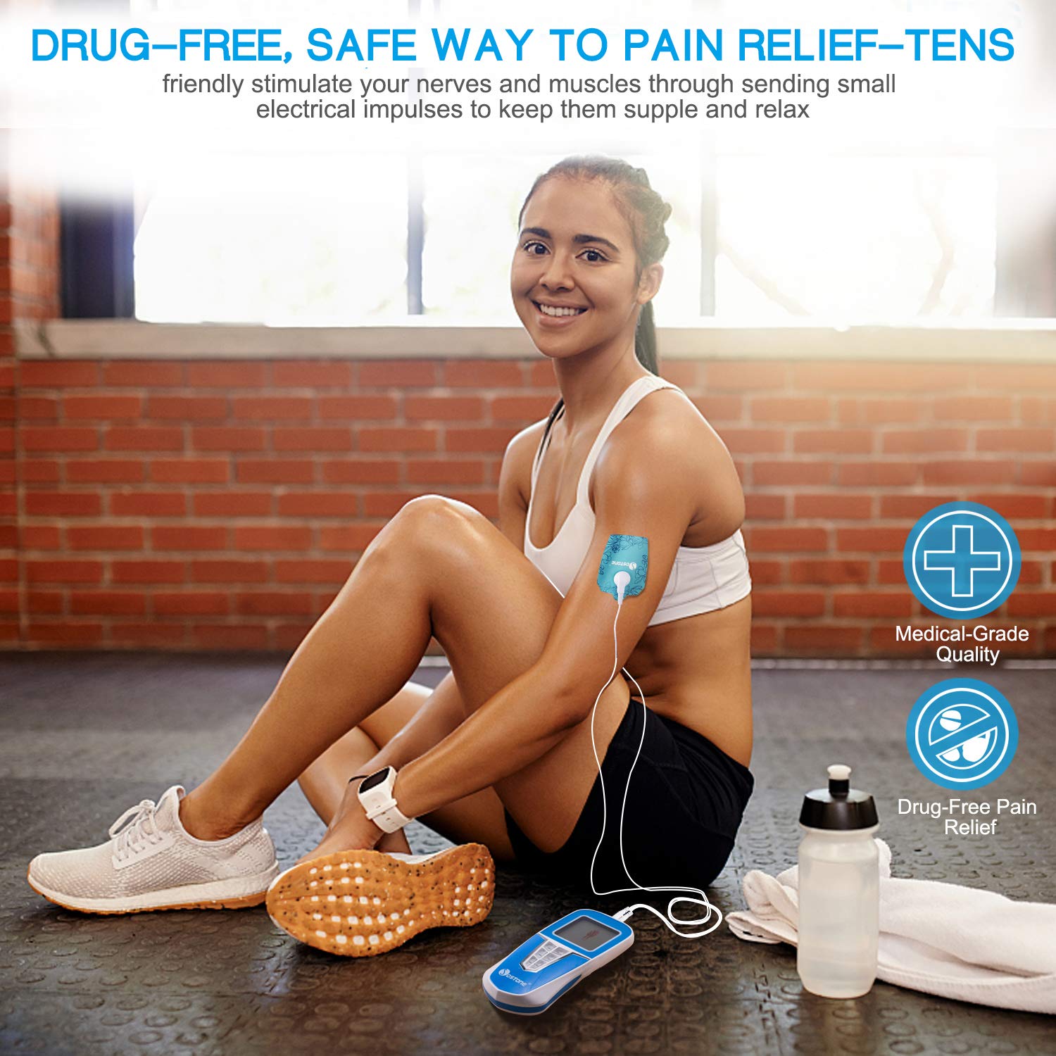 FDA Electric Pain Relief Massager, ECVISION Tens Unit Pulse Massager Protable Handheld Muscle Stimulator with 6 Modes and 11 Levels Intensity for Back and Neck