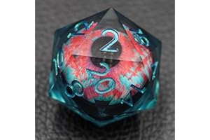 MAYWIN Dungeons and Dragons DND Dice D20, Moving Eyeball Liquid Core Dice Set D&D 33MM Oversized D20 Single Sharp Edge Resin dice with Gift Case, Polyhedral Dice for Role Playing Game
