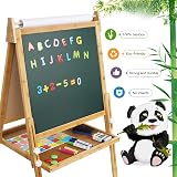 Dripex Bamboo Kids Easel 3-in-1 Double-Sided Magnetic Chalkboard Paper Roll view 2