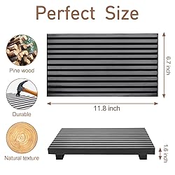 Renawe Black Bathroom Counter Tray Organizer Wood
