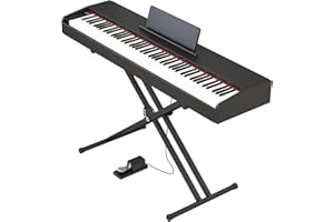 Melentro Digital Piano 88 key Semi Weighted Keyboard With X Stand & Sustain Pedal, Full-Size Beginner Electric Piano For Bluetooth, Headphone Mode, USB-MIDI