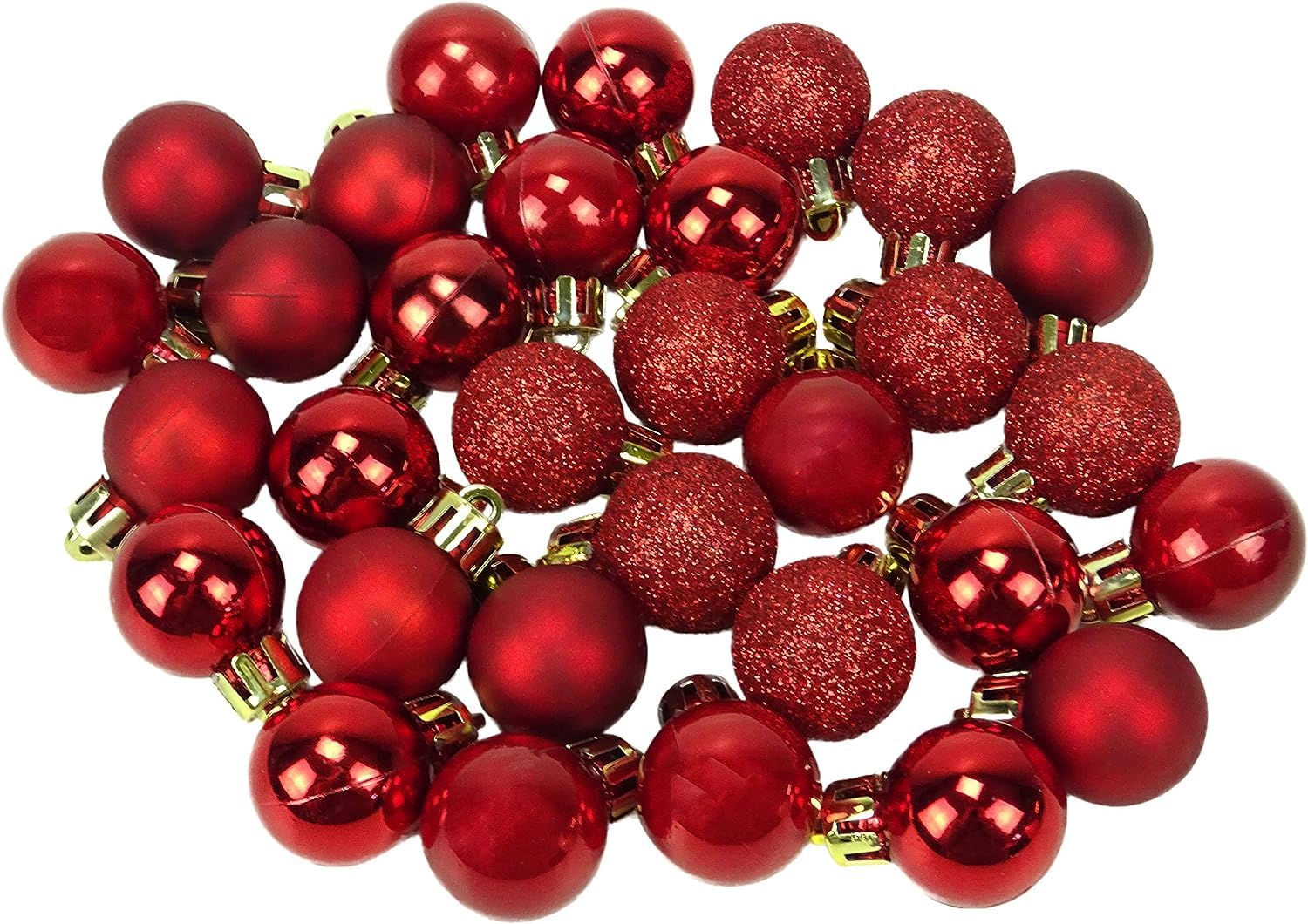 Christmas Baubles Red Christmas Tree Decorations set of 20 (2.5 cm) Shiny,Matt and Glitter.