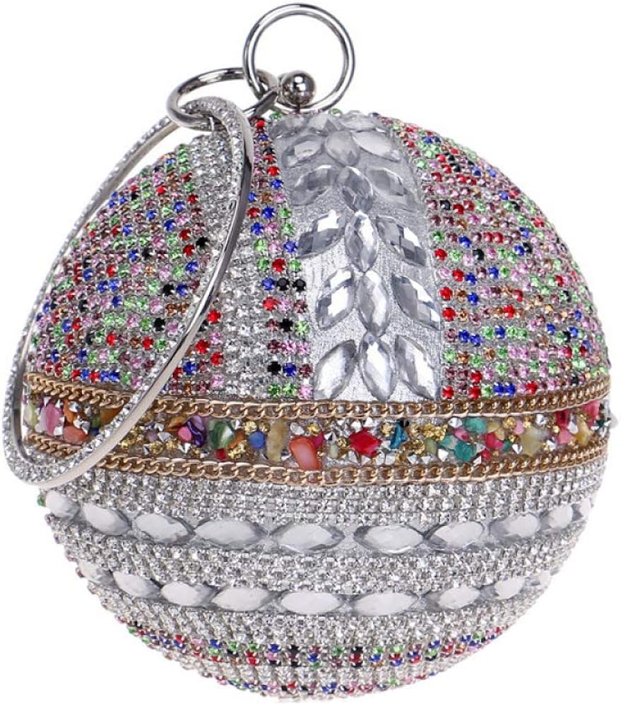Ladies Round Ball Clutch Bag Sparkly Diamond Evening Bag Wedding Purse