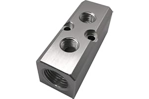 2 Way Pneumatic Manifold Air Distribution Block, G1/2 Supply Port, G1/4-Inch Output Port, Aluminum Alloy