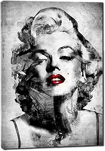 Gray and Red Marilyn Monroe Canvas Wall Art - Paintings for Living room - Wall Pictures for home Decor - Wall Decorations for Bedroom (gray and red)