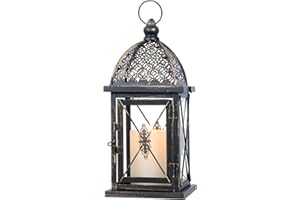 NEEDOMO 14.4" Outdoor Lantern, Large Vintage Lanters Decorative Indoor with Clear Glass, Metal Candle Lantern Decor for Home, Table, Patio, Front Porch, Rustic Farmhouse Wedding Shelf