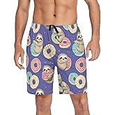 Vdsrup Sloth Men's Pajama Pants Short Sleepwear Donut Pj Bottom with Pockets Drawstring Lounge L