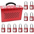OMGTMD Lockout Tagout Lock Box Kit Portable Safety Padlock Box Loto Box with 10 Loto Locks for Lock Out Tag Out Station
