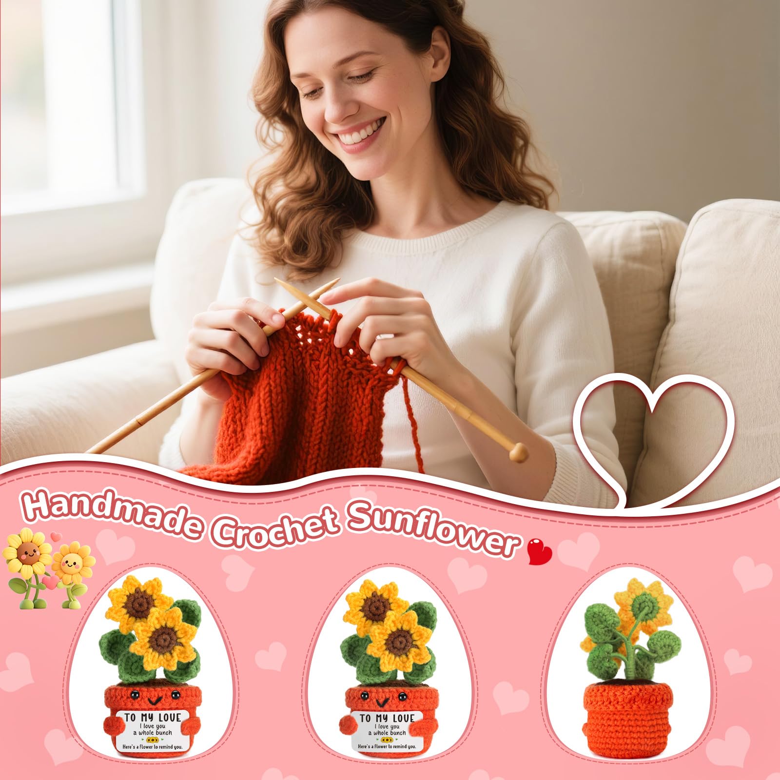Anniversary I Love You Gifts for Women Men Her Him Boyfriend Girlfriend Wife Husband Couples Year Anniversary Wedding Birthday Gift, to My Love Romatic Funny Valentines Fathers Day Handmade Sunflower
